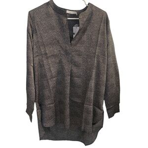 Bishop + Young Black/White Design Tunic Long Sleeve Shirt Sz M